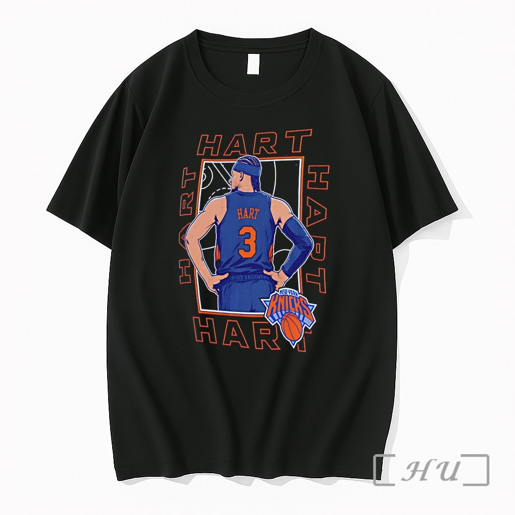 Officials Josh Hart New York Knicks Athlete Portrait Illustration On A Blue Premium T Shirts