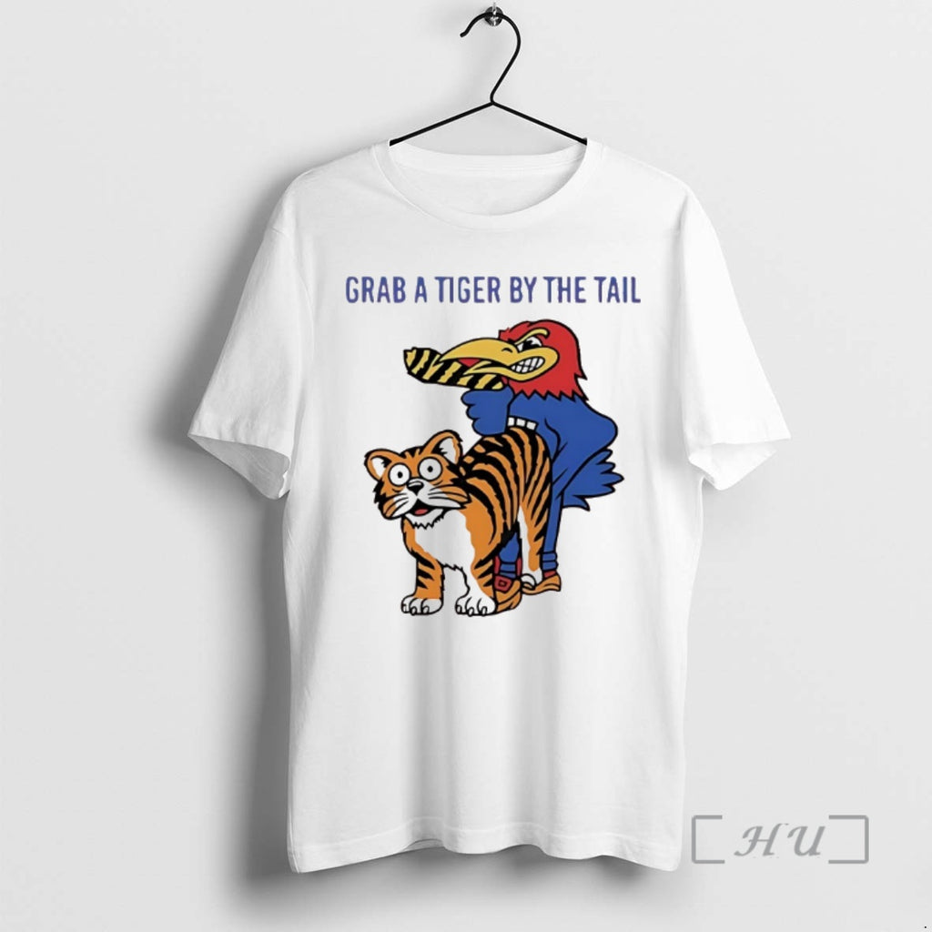Officials Kansas Jayhawks Vs Missouri Tigers Grab A Tiger By The Tail Premium T Shirts Hoodie, Sweatshirt | PrintMintTees.com