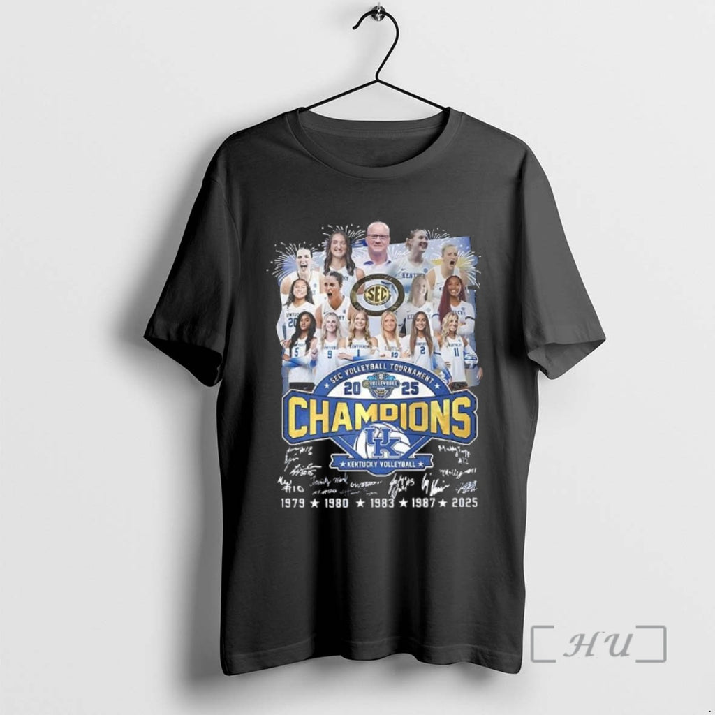 Officials Kentucky Wildcats Sec Womens Volleyball Champions 2025 Player Signature Celebration Premium T Shirts Sweater...
