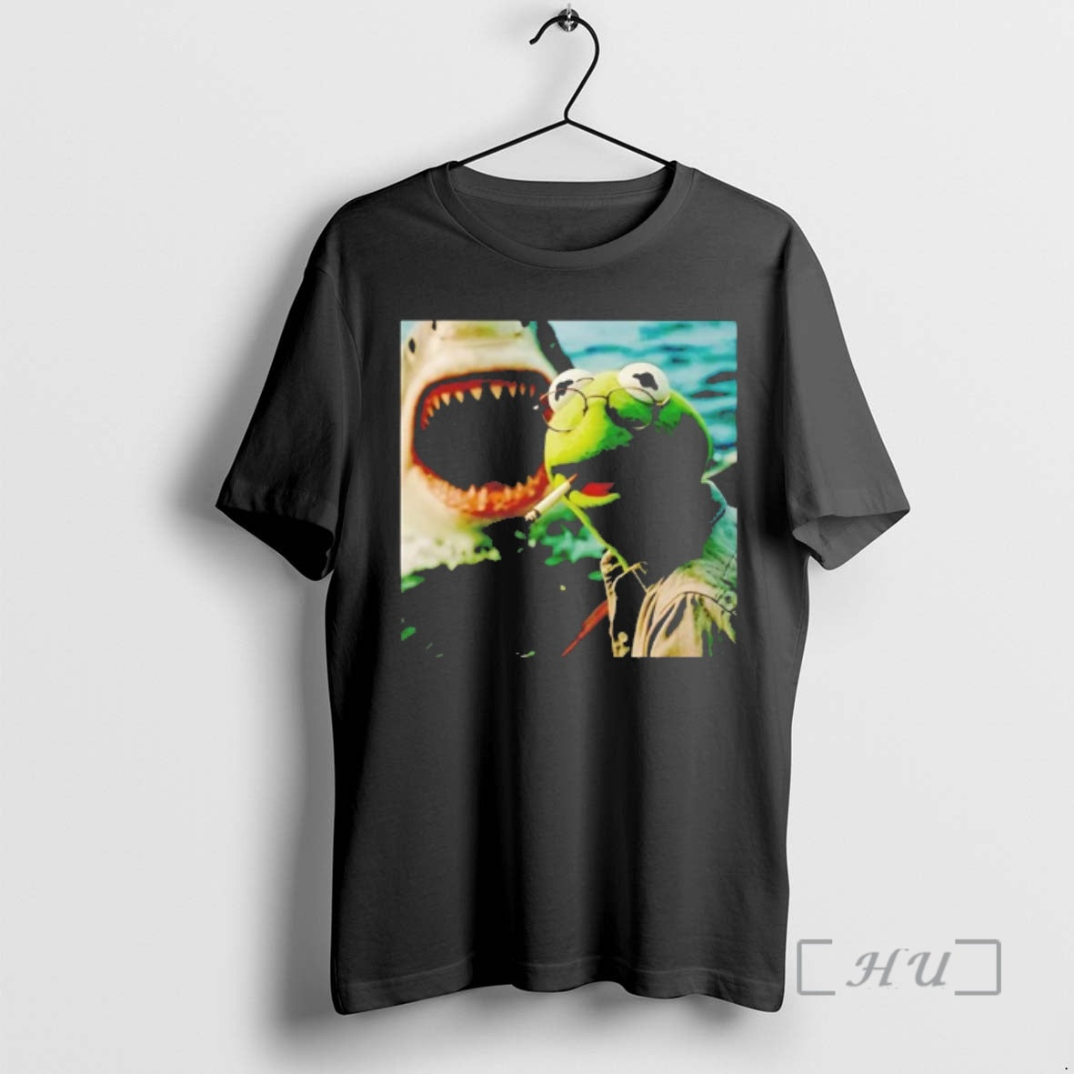 Officials Kermit The Frog Smoking Selfie With Shark T-Shirts, Hoodie, Sweatshirt | PrintMintTees.com