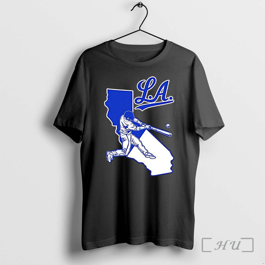 Officials Los Angeles Dodgersbaseball Player Batting Swing California State Map
