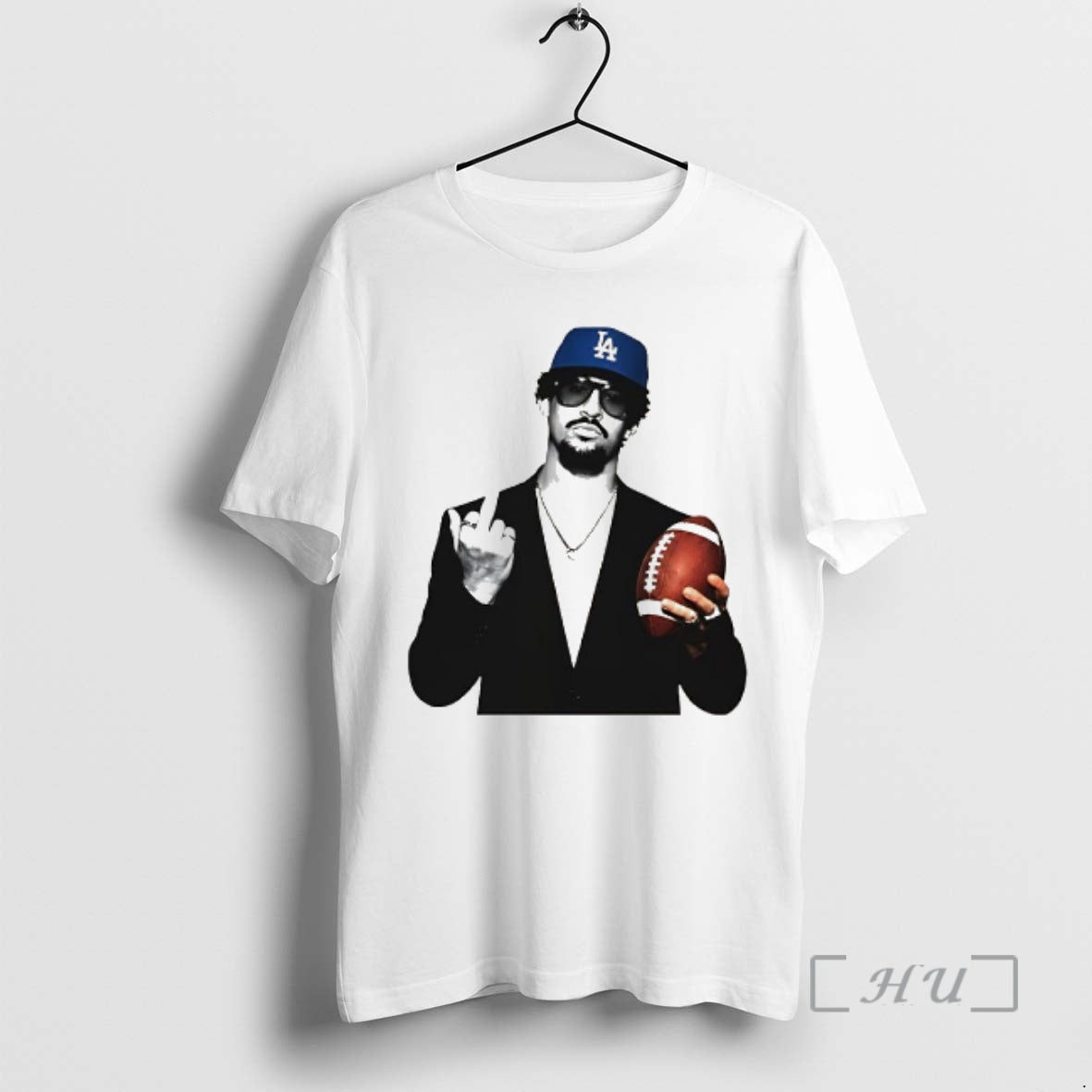 Officials Man La Hat Suit Holding Football Middle Finger T-Shirts, Hoodie, Sweatshirt