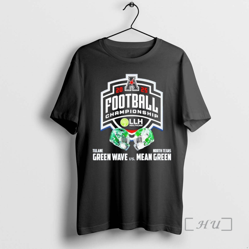 Officials Mean Green Vs Green Wave 2025 American Conference Champions Helmet Premium T Shirts Sweater Hoodie, Sweatshirt