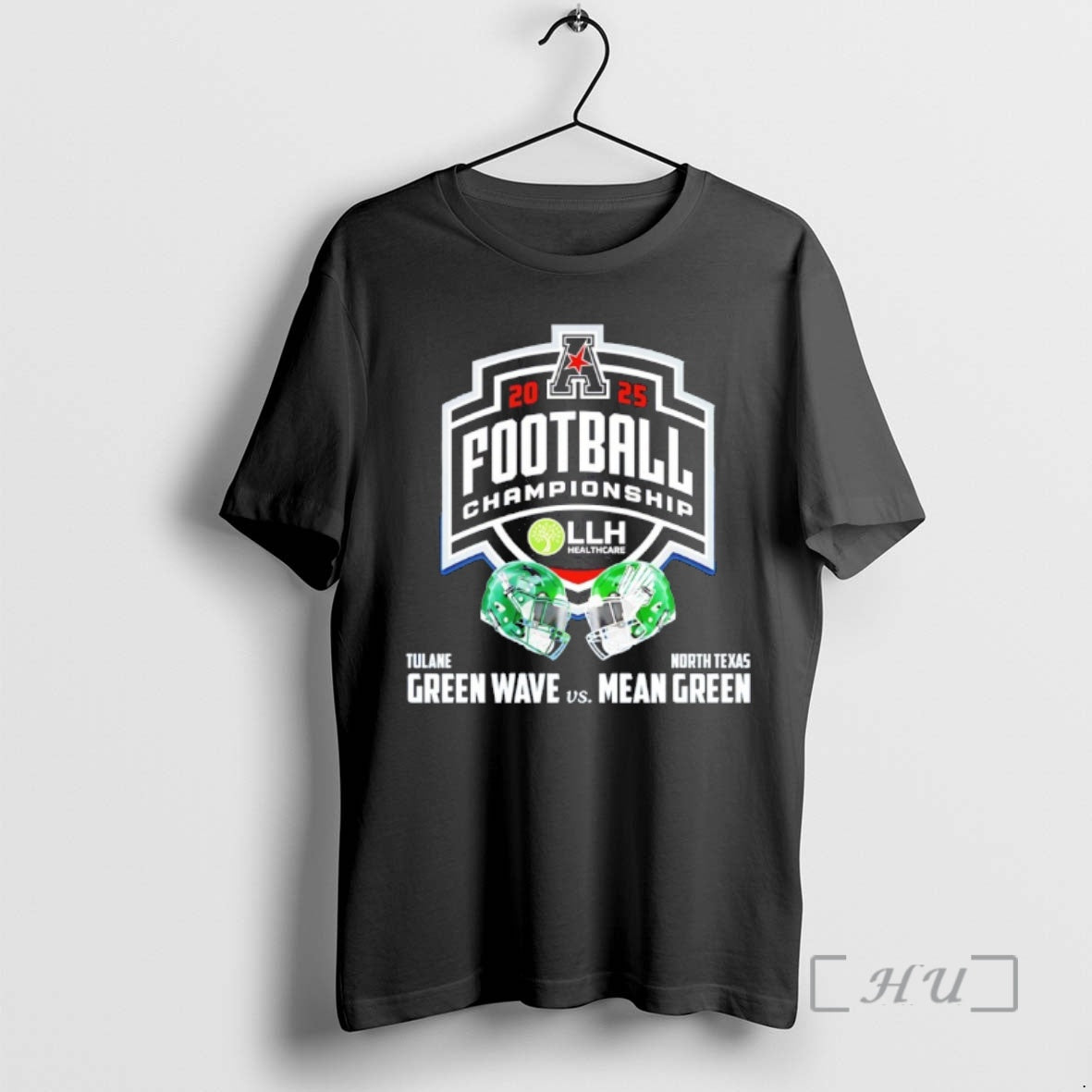 Officials Mean Green Vs Green Wave 2025 American Conference Champions Helmet Premium T Shirts Sweater Hoodie, Sweatshirt