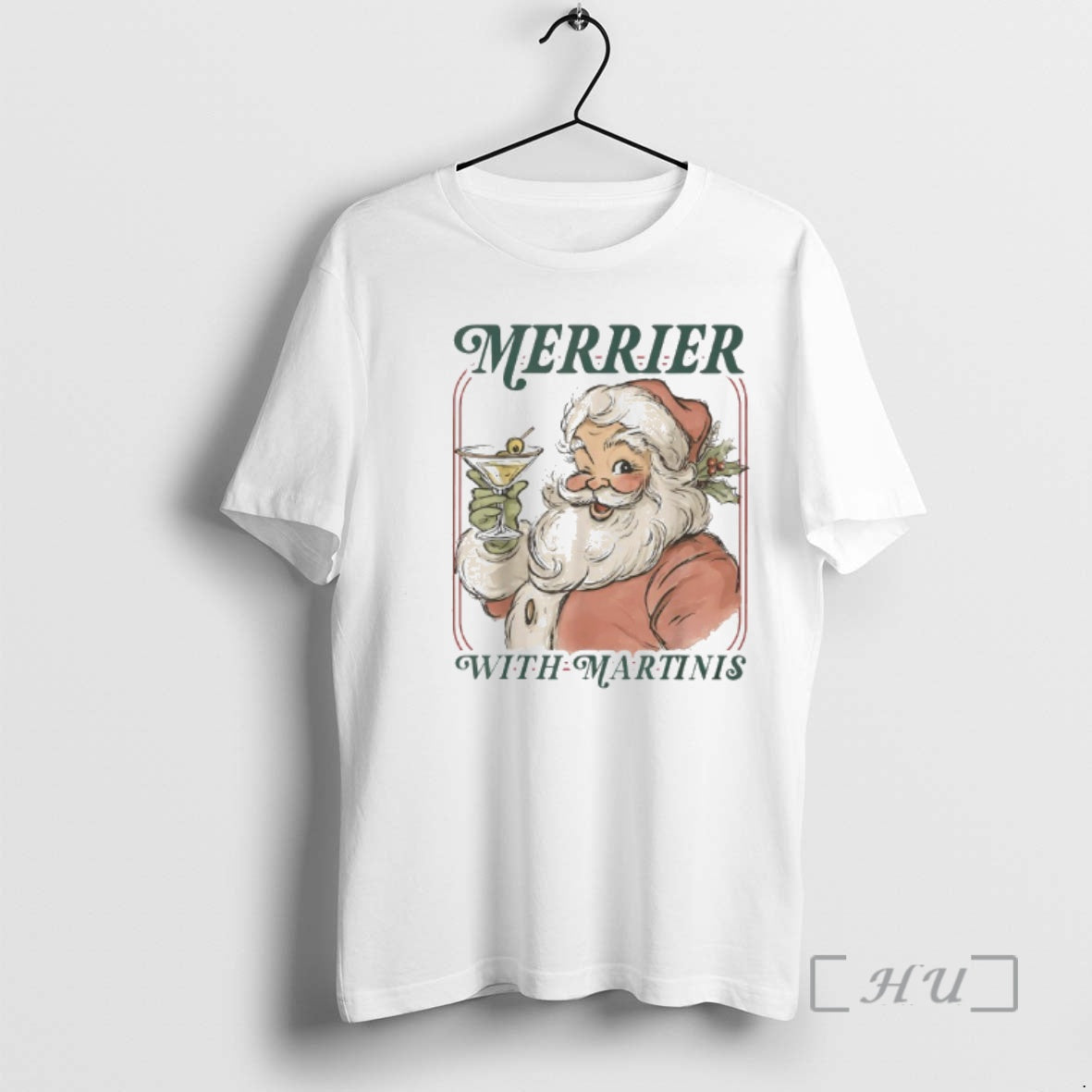 Officials Merrier With A Martini Santa Christmas Cocktail T-Shirts, Hoodie, Sweatshirt | PrintMintTees.com