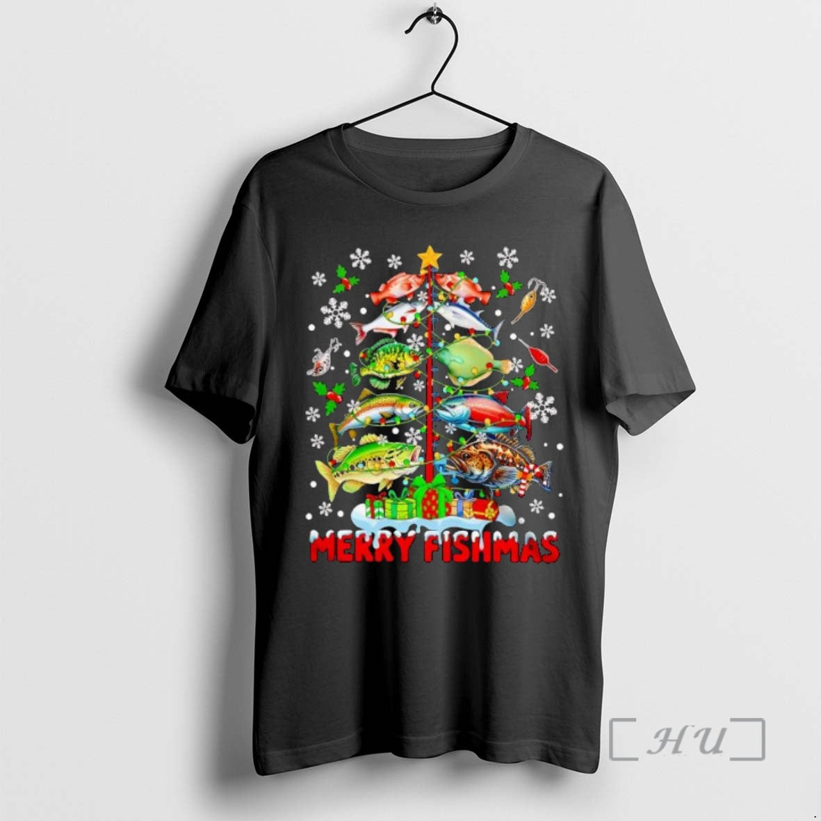 Officials Merry Fishmas Awesome Christmas Tree Lights Fish T-Shirts, Hoodie, Sweatshirt | PrintMintTees.com