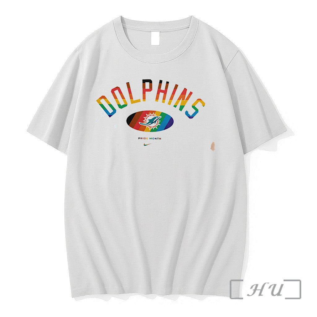 Officials Miami Dolphins Pride Month Rainbow Logo Tee