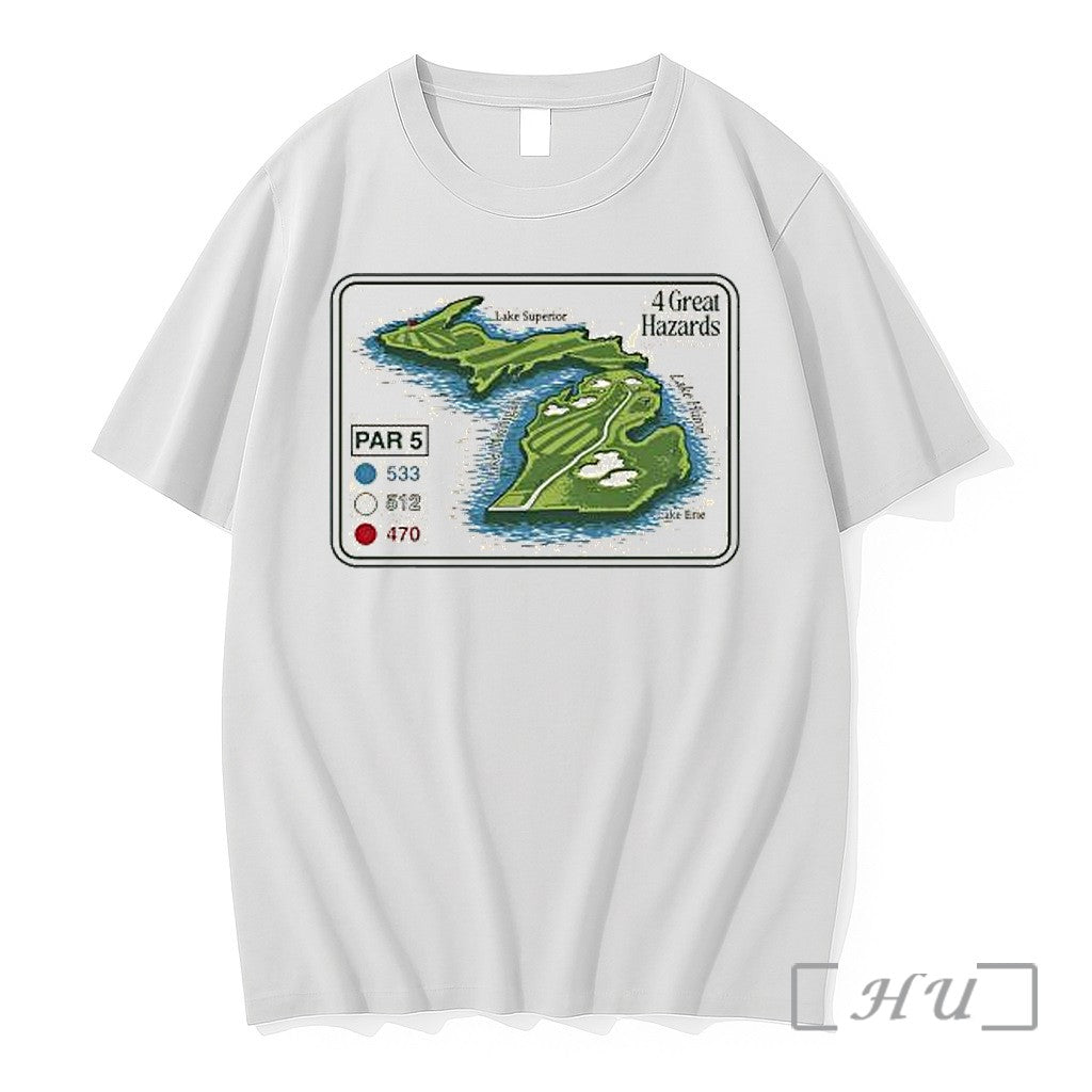 Officials Michigan Golf 4 Great Hazards Par Lake Superior Michigan Huron Erie Premium T Shirts