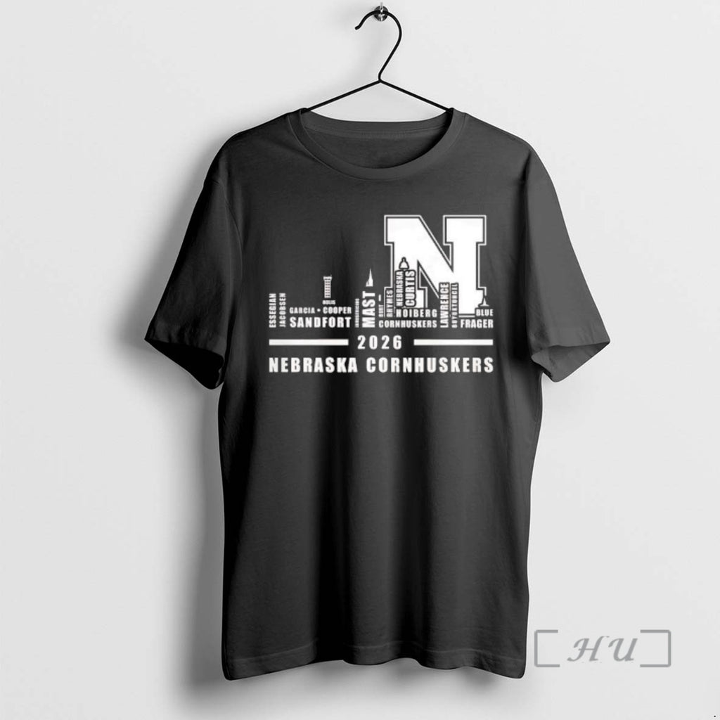 Officials Nebraska Cornhuskers Player Names 2026 Skyline Graphic T-Shirts, Hoodie, Sweatshirt | PrintMintTees.com