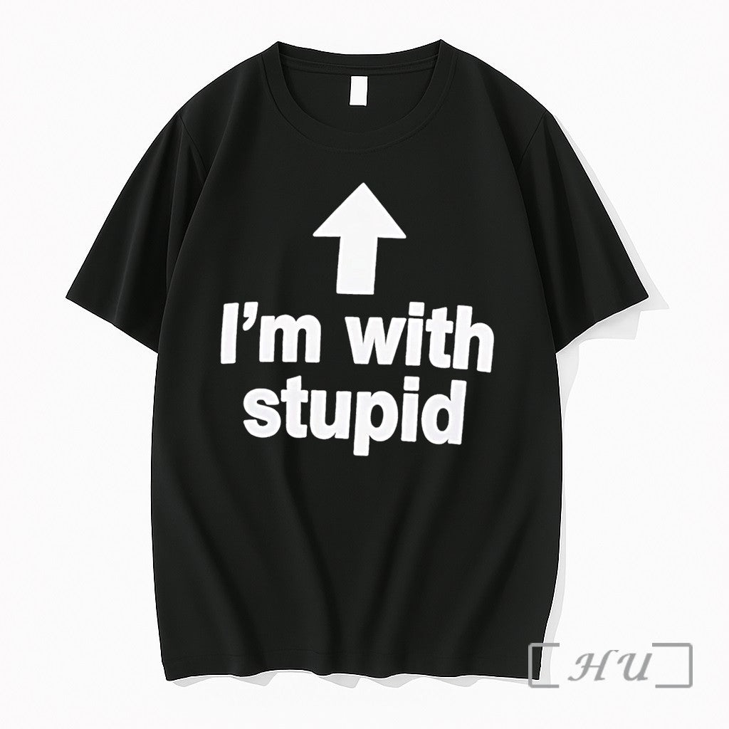 Officials Novelty Apparel I Am With Stupid Black