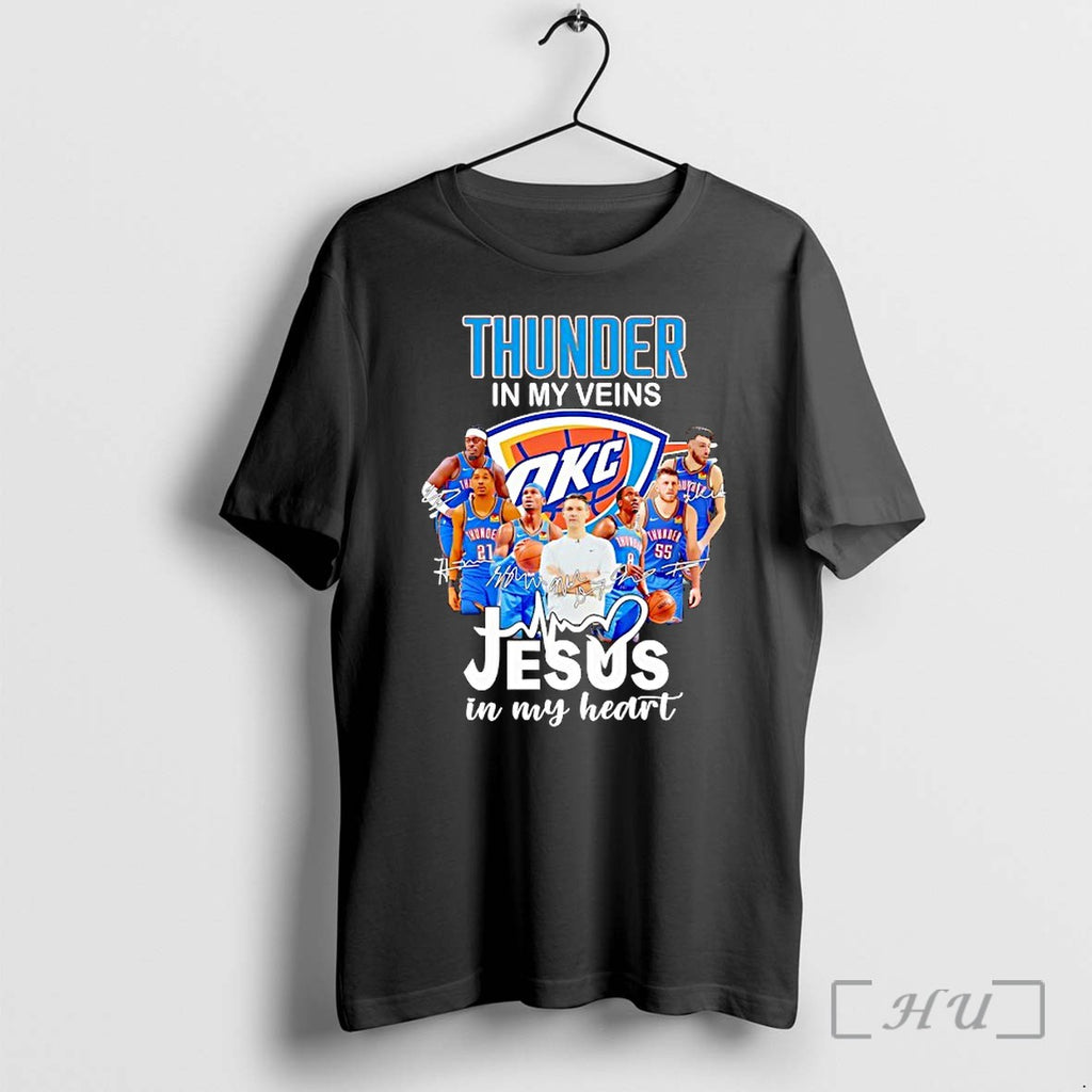 Officials Okc Thunder Nba In My Veins Jesus In My Heart Premium T Shirts Sweater