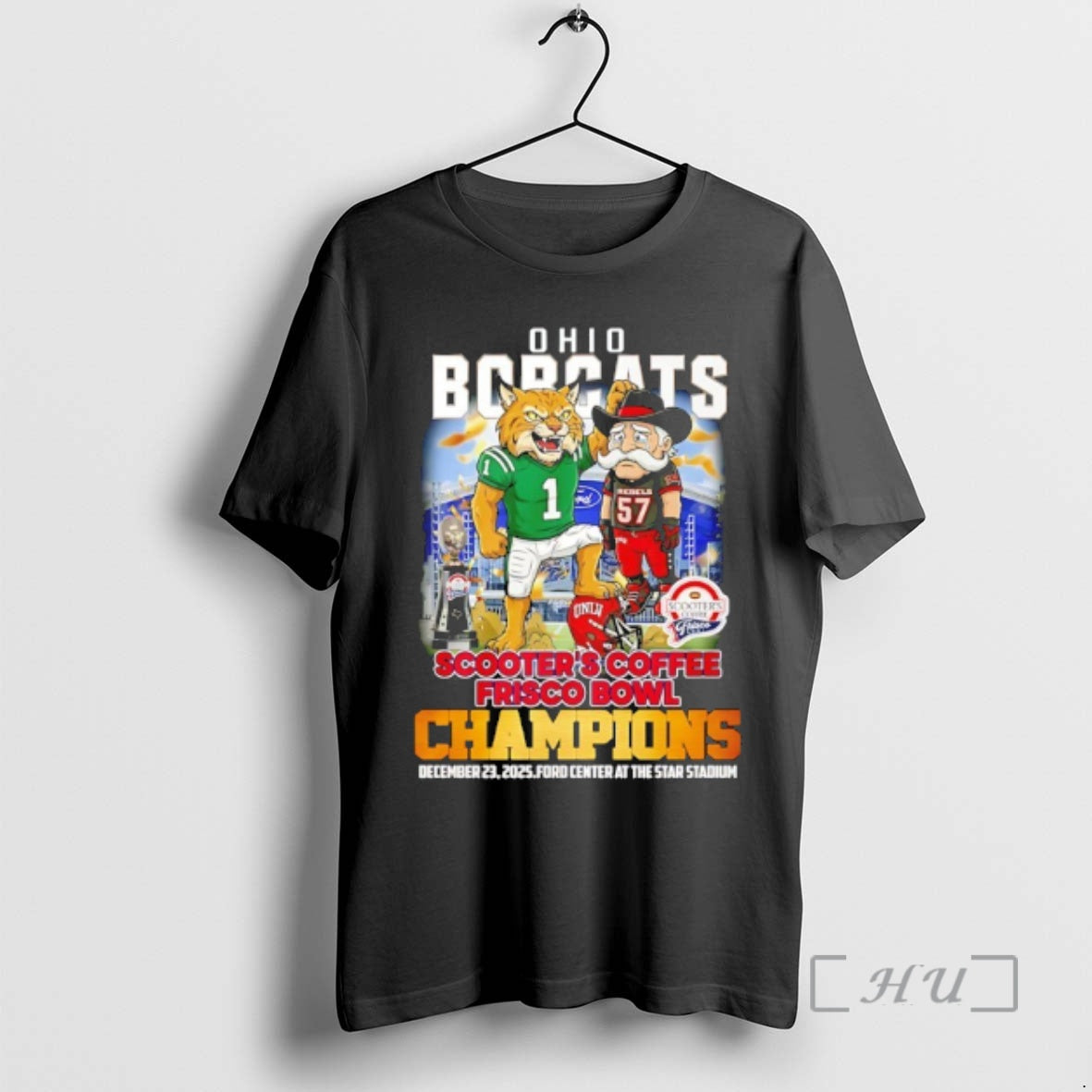 Officials Ohio Bobcats 2025 Scooters Coffee Frisco Bowl Champions Mascot T-Shirts, Hoodie, Sweatshirt | PrintMintTees.com