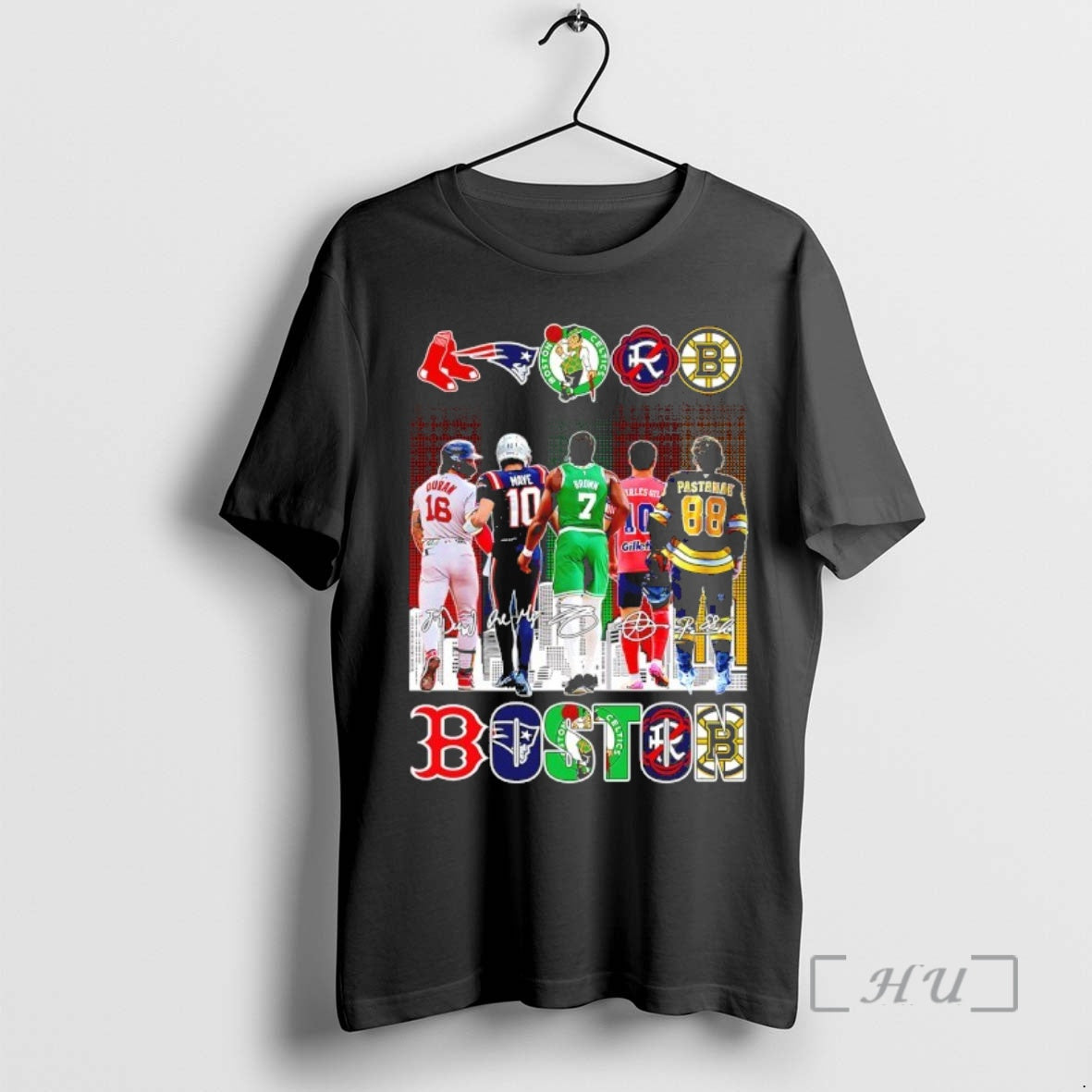 Officials One City One Heart All Boston Team Skyline Signatures T-Shirts, Hoodie, Sweatshirt | PrintMintTees.com