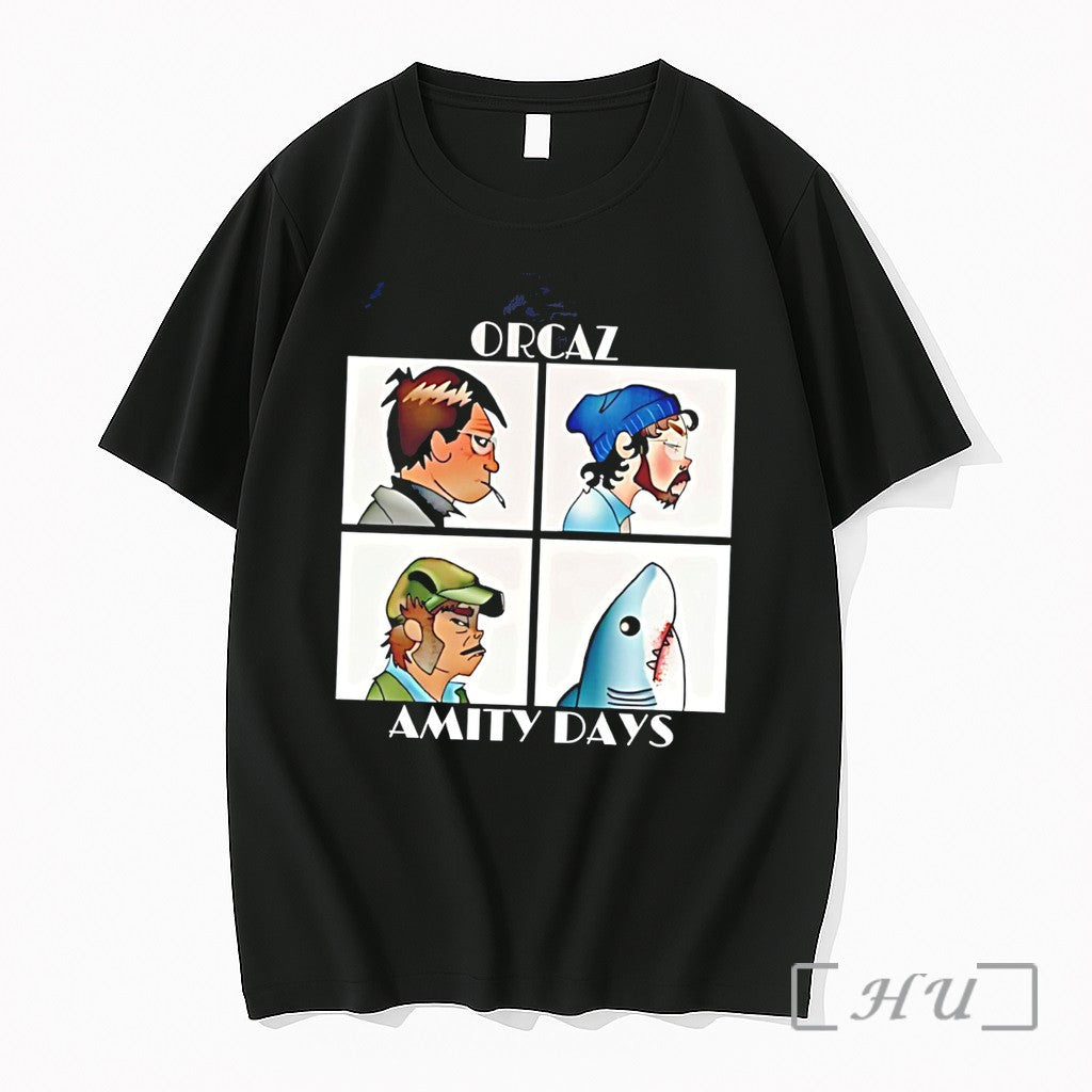 Officials Orcaz Amity Days Demon Days And Jaws Parody Tee