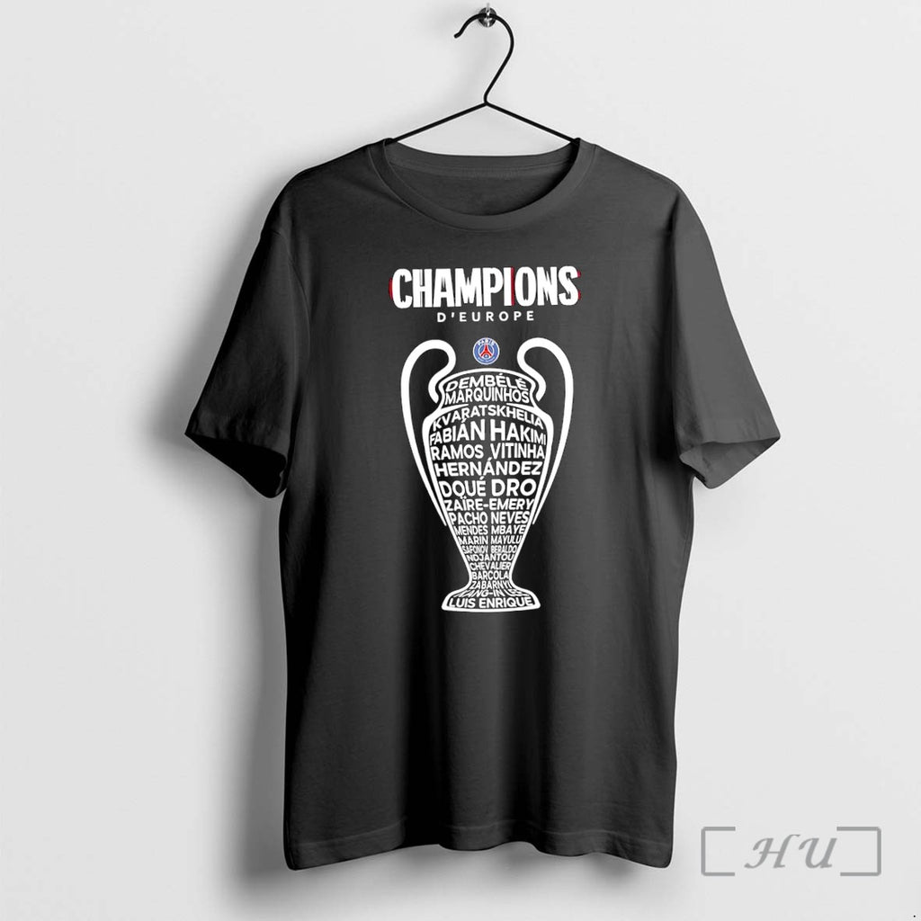 Officials Paris Saint Germain 2025 2026 Champions League Winners Players Names Trophies Premium T Shirts