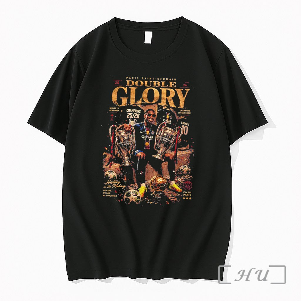 Officials Paris Saint Germain Double Glory Champions League Champions 2025 26 Tee Premium T Shirts