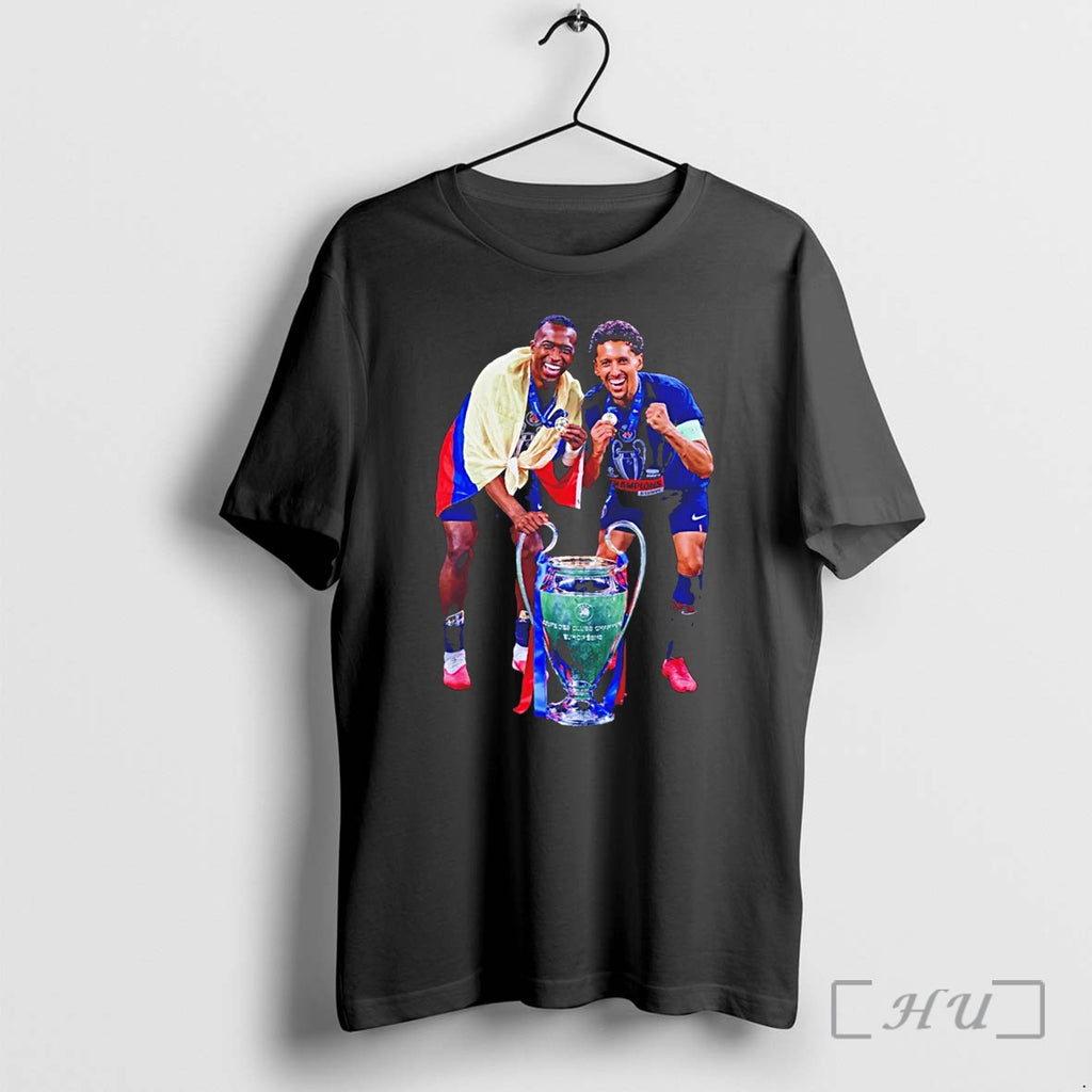 Officials Paris Saint Germain Trophy Duo Uefa League Champions 2025 26 Tee Premium T Shirts