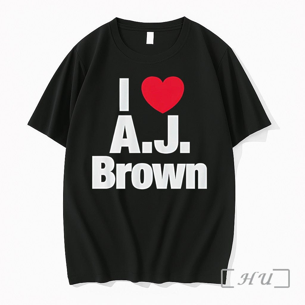 Officials Philadelphia Eagles Football Athlete Fan Apparel I Love A J Brown Premium T Shirts
