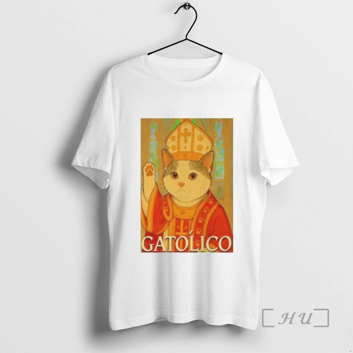 Officials Pope Cat Gatolico Circle White T-Shirts, Hoodie, Sweatshirt | PrintMintTees.com