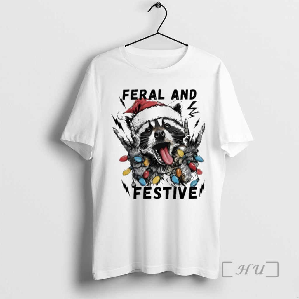 Officials Raccoon Santa Feral And Festive Christmas Light T-Shirts, Hoodie, Sweatshirt | PrintMintTees.com
