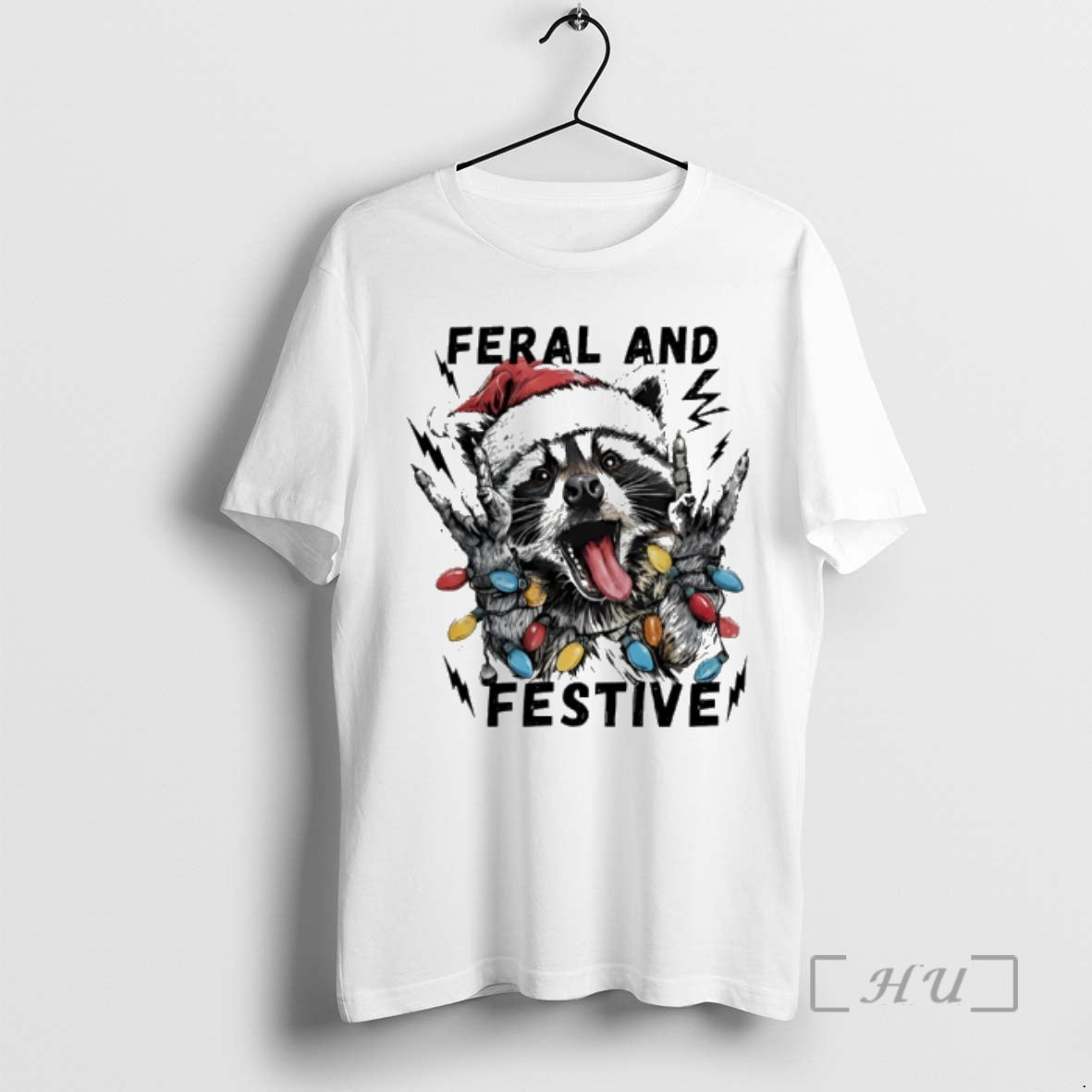 Officials Raccoon Santa Feral And Festive Christmas Light T-Shirts, Hoodie, Sweatshirt | PrintMintTees.com