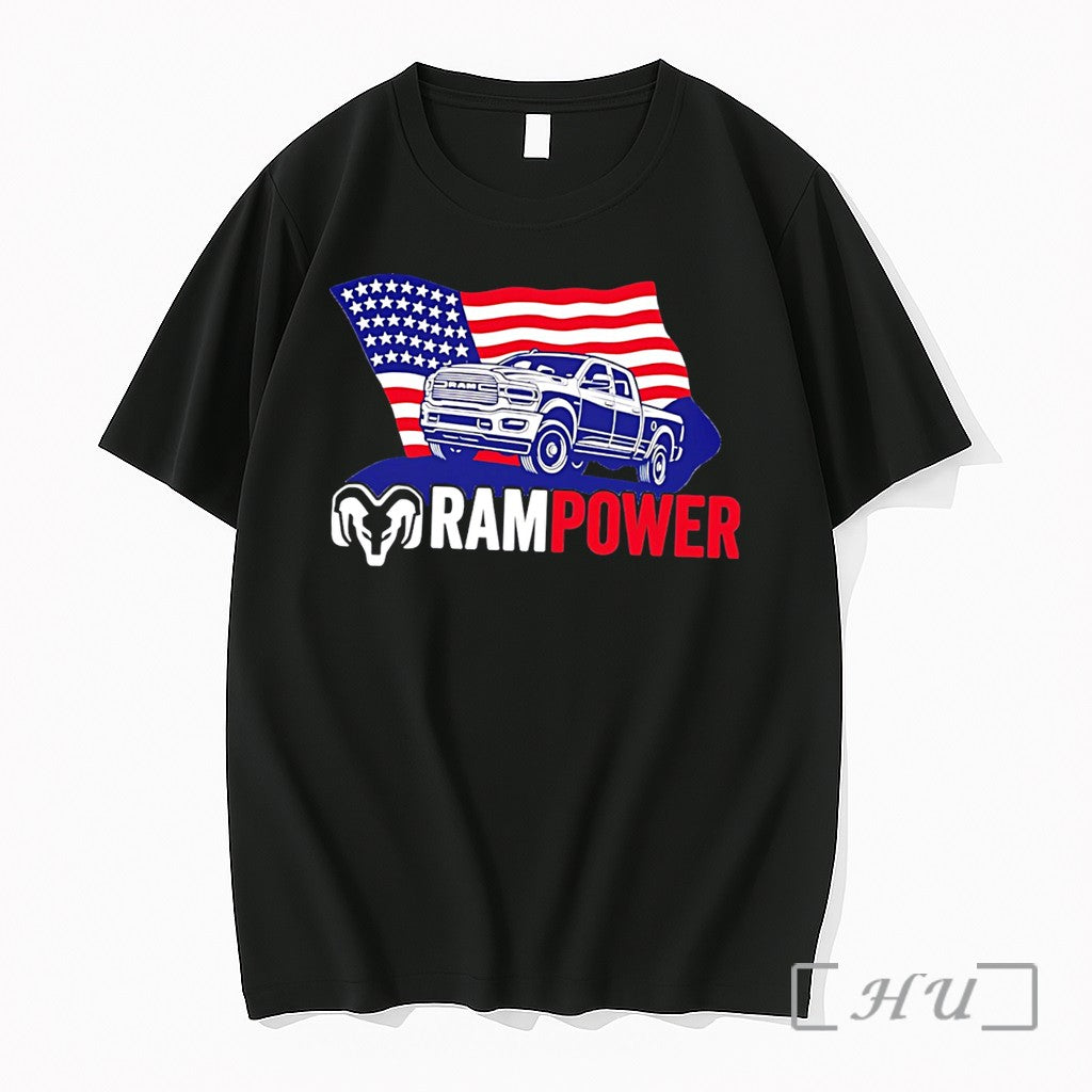 Officials Ram Power Patriotic Truck Usa Flag Tee