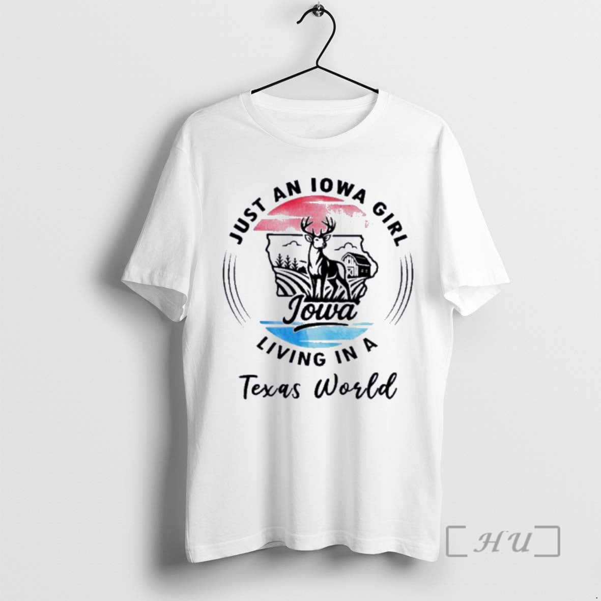 Officials Reindeer Just An Iowa Girl Living In A Texas World Premium T Shirts Sweater Hoodie, Sweatshirt | PrintMintTees.com