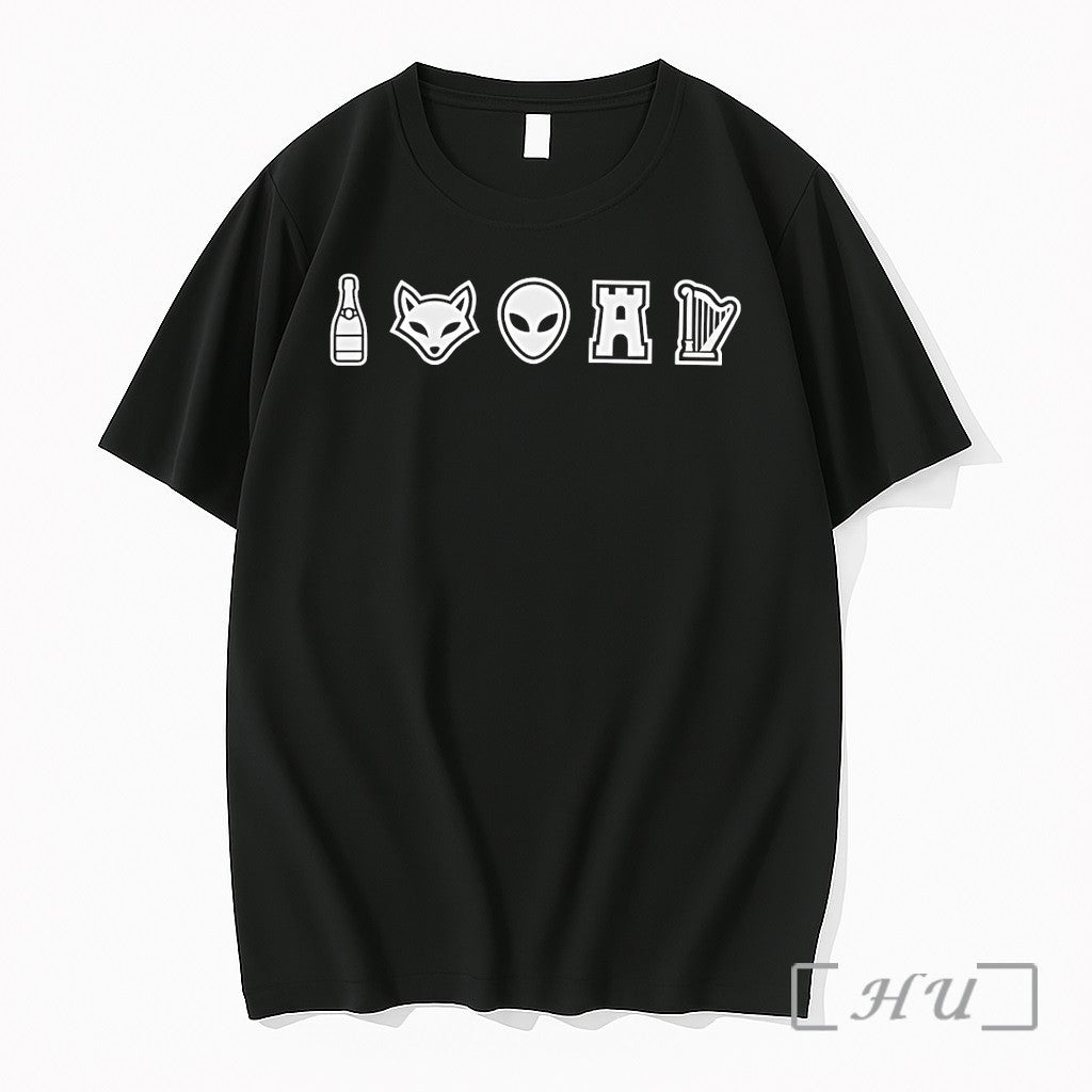 Officials San Antonio Spurs Champions 5 Icons Champagne Fox Alien Castle Harp Premium T Shirts
