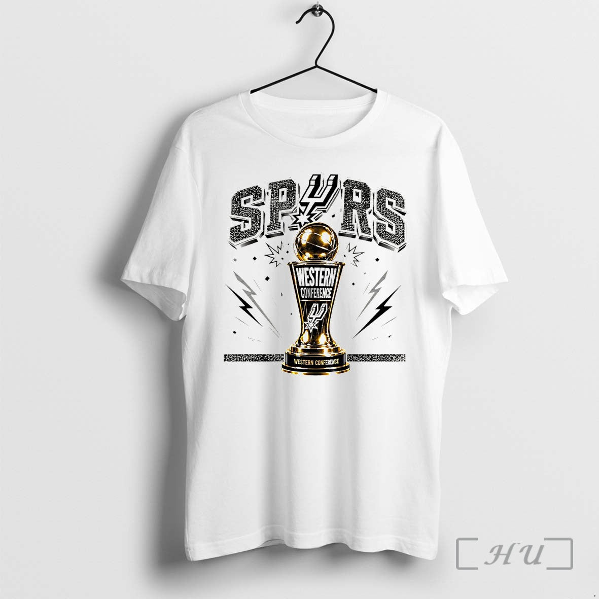 Officials San Antonio Spurs Western Conference Trophy Basketball Gold Logo Team Apparel Premium T Shirts