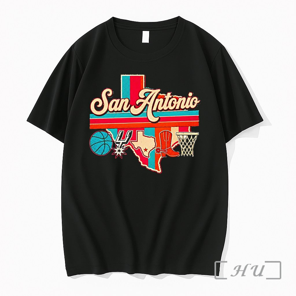 Officials San Antonio Spurs Basketball 5 Icons Vintage Spurs Inspired Nba 2026 Premium T Shirts