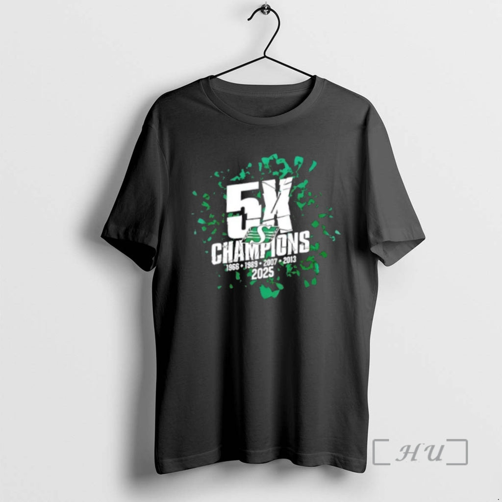 Officials Saskatchewan Roughriders 2025 Grey Cup 5x Champions 2 Sided T-Shirts, Hoodie, Sweatshirt | PrintMintTees.com