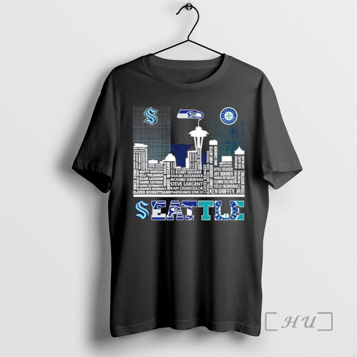 Officials Seattle Sports Kraken Seahawks Mariners All Names City Skyline T-Shirts, Hoodie, Sweatshirt