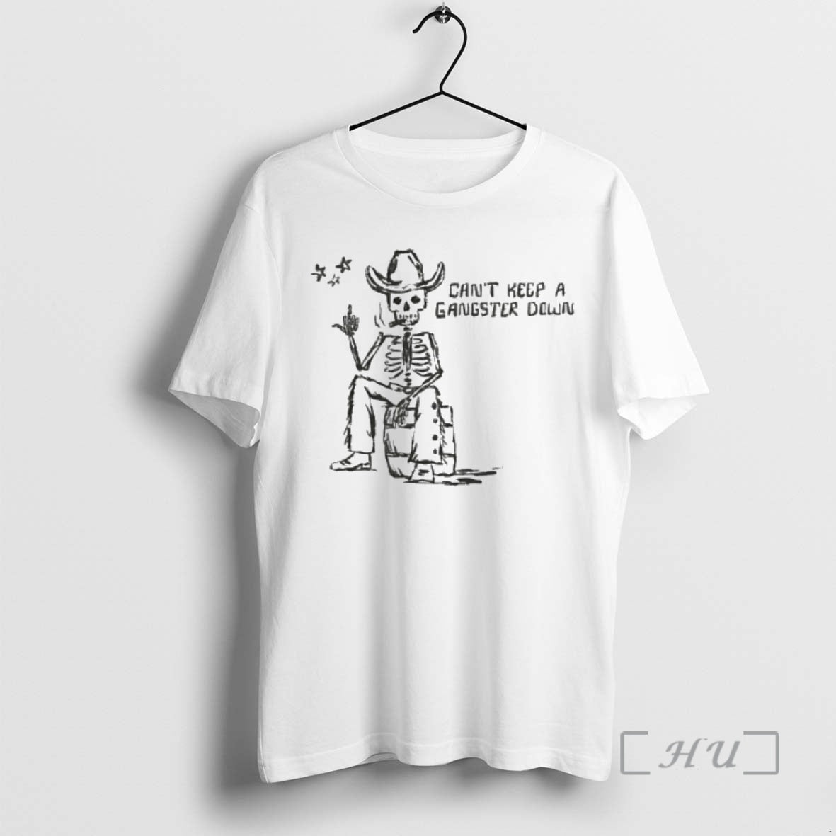 Officials Skeleton Cowboy Cigar Cant Keep A Gangster Down T-Shirts, Hoodie, Sweatshirt | PrintMintTees.com