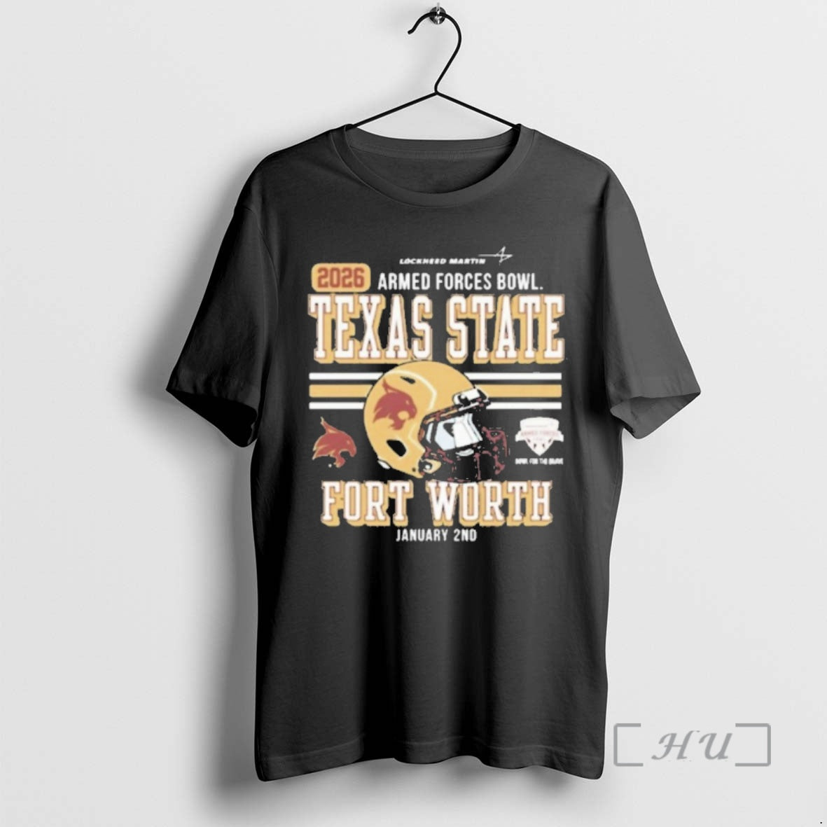 Officials Texas State Fort Worth University Football Armed Forces Bowl Bound Jan 2 2026 Helmet T-Shirts, Hoodie, Sweatshirt