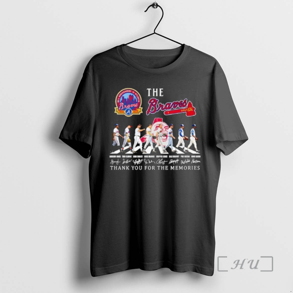 Officials The Atlanta Braves 60th Anniversary Players Road Signature Thank You Premium T Shirts Sweater Hoodie, Sweatshirt