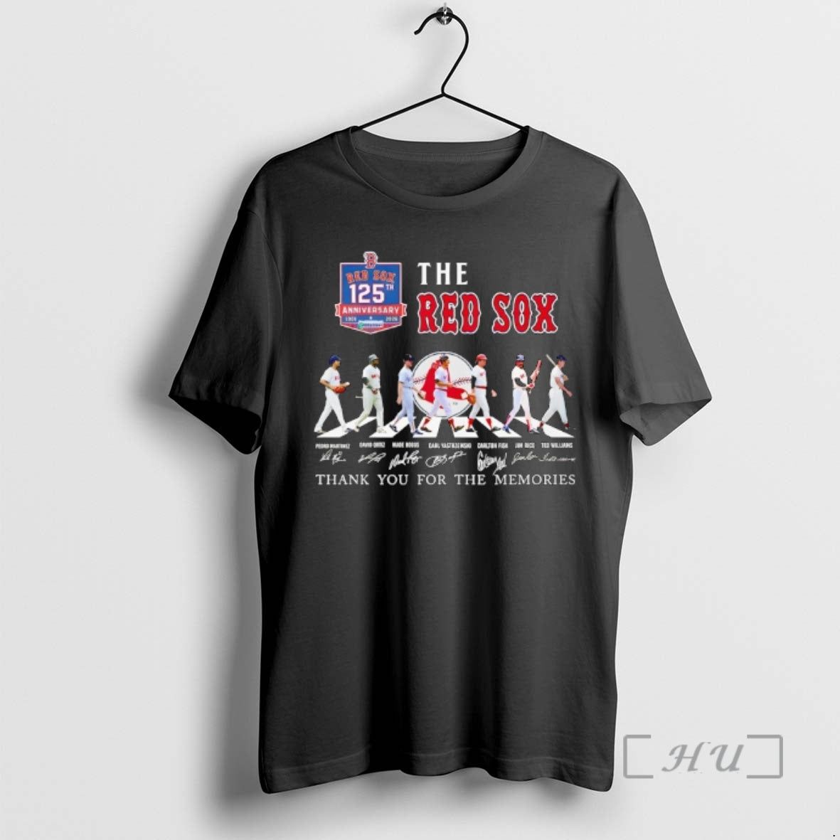 Officials The Boston Red Sox 125th Anniversary Players Road Signature Thank You For The Memories T-Shirts, Hoodie, Sweatshirt