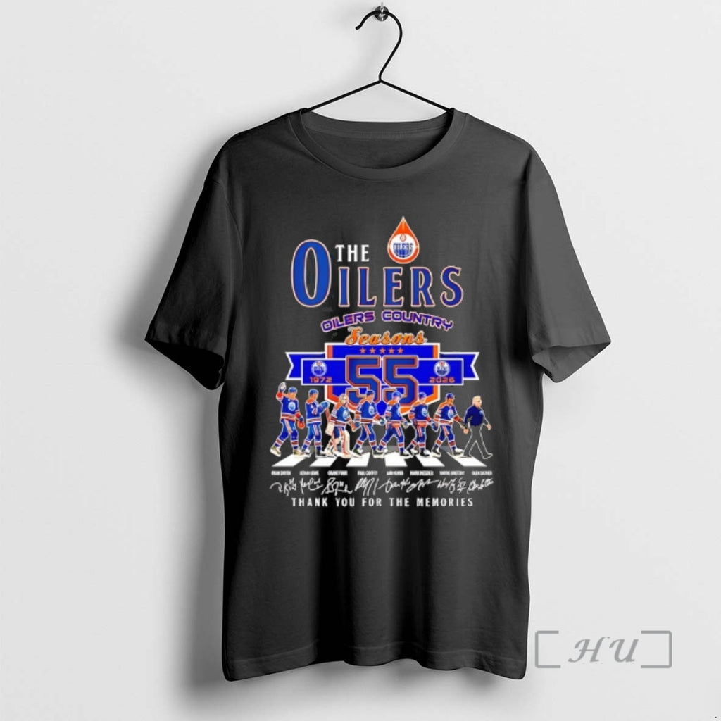 Officials The Edmonton Oilers Country Seasons 55 Years 1972 2026 Signatures Abbey Road Thank You T-Shirts, Hoodie, Sweatshirt