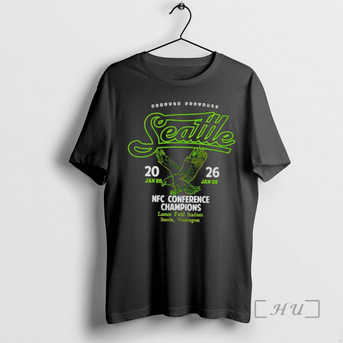 Officials Top Seattle Football Script Hawk Logo 2026 Nfc Conference Champions Premium T Shirts Sweater Hoodie, Sweatshirt