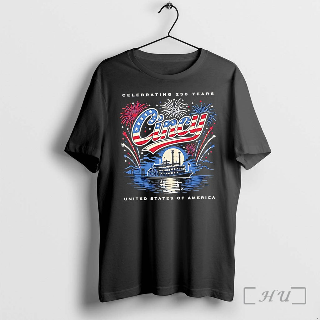 Officials United States Of America Cincy Flag Steamboat Celebrating 250 Years Premium T Shirts Sweater