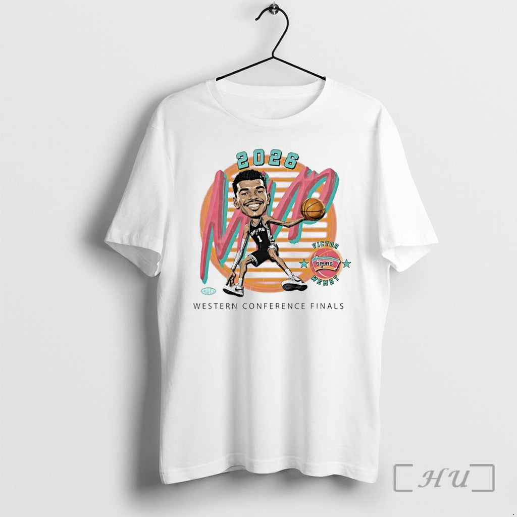 Officials Victor Wembanyama San Antonio Spurs 2026 Mvp Western Conference Finals Caricature Premium T Shirts