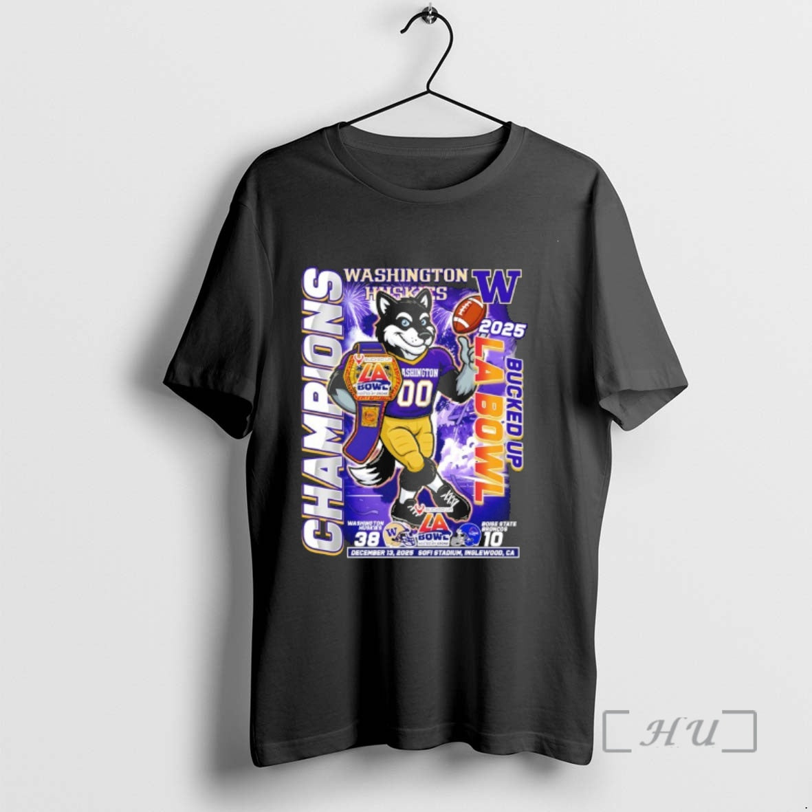 Officials Washington Huskies Bucked Up La Bowl Champions Mascot 2025 T-Shirts, Hoodie, Sweatshirt | PrintMintTees.com
