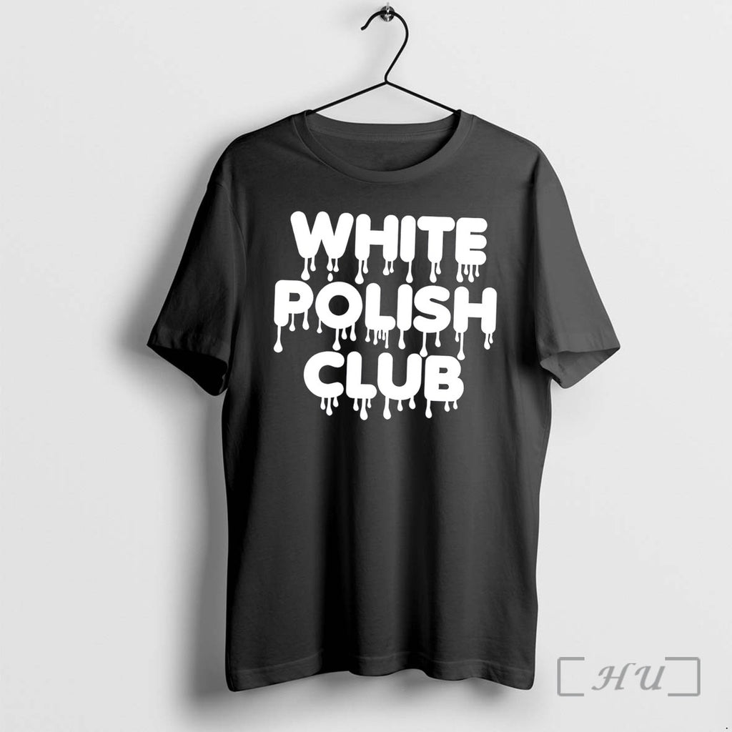 Officials White Polish Club Water Drop Style Text Tee