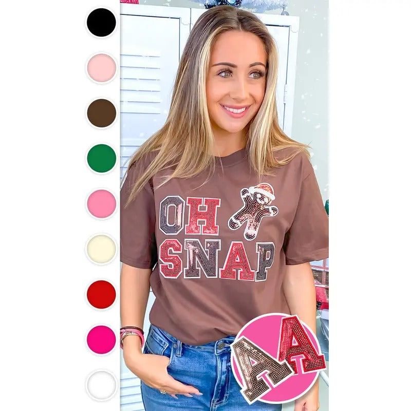 Oh Snap Fun Sequin Christmas Graphic T-Shirt Hoodie Sweatshirt | PrintMintTees.com