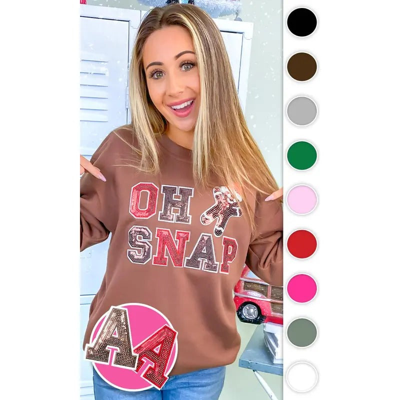 Oh Snap Sequin Christmas Graphic Sweatshirt Shirt Hoodie | PrintMintTees.com
