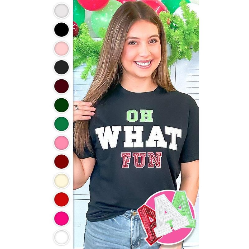 Oh What Fun Sequin Christmas Graphic T-Shirt Hoodie Sweatshirt | PrintMintTees.com