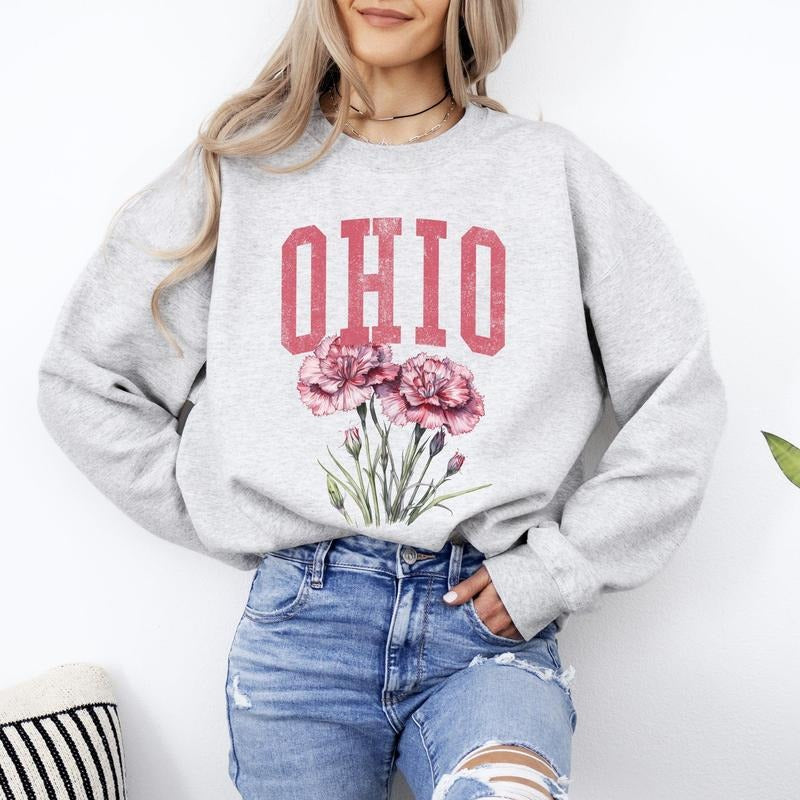 Ohio State Flower Crew Neck T-Shirts, Hoodie, Sweatshirt