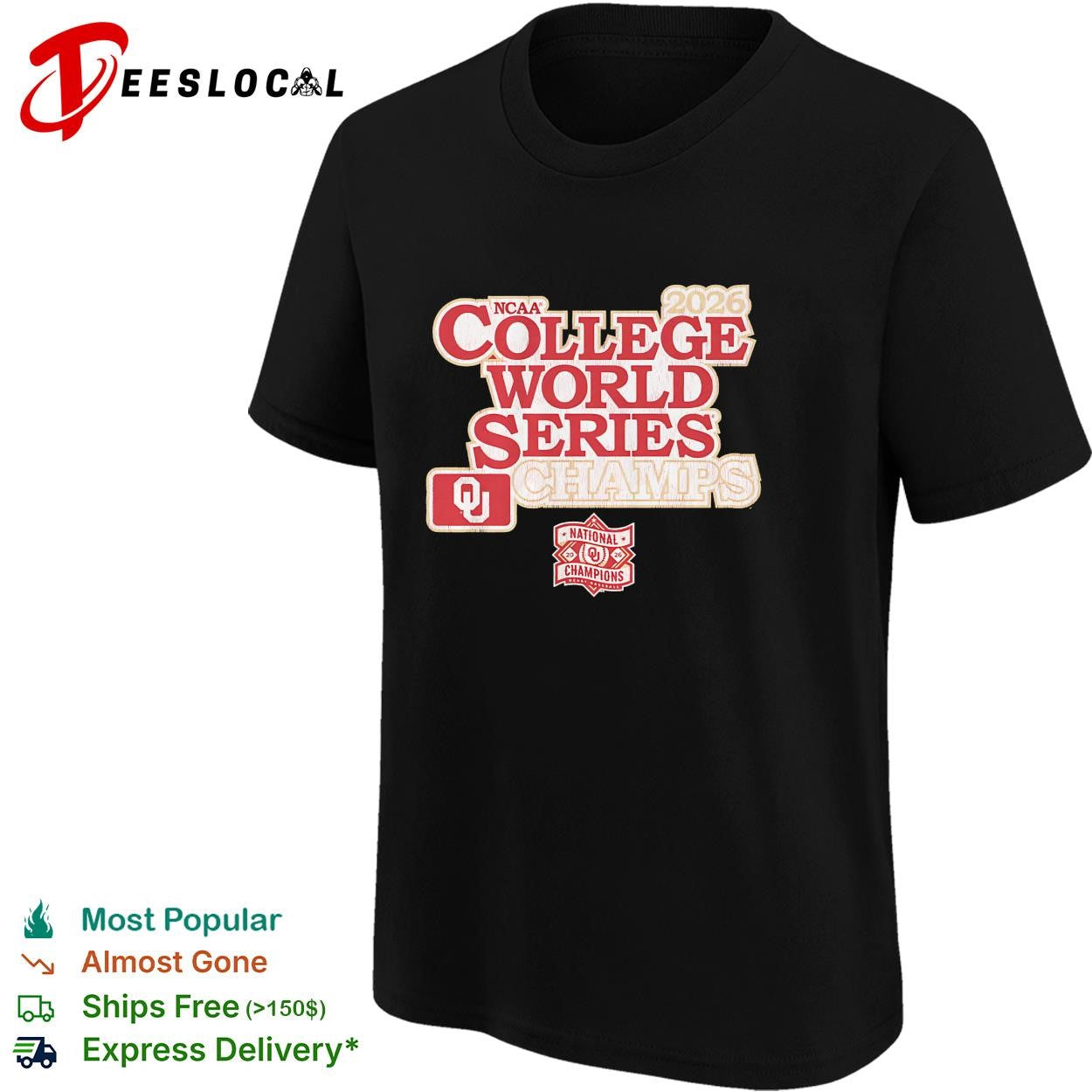 Oklahoma Sooners 2026 NCAA College World Series champs shirt