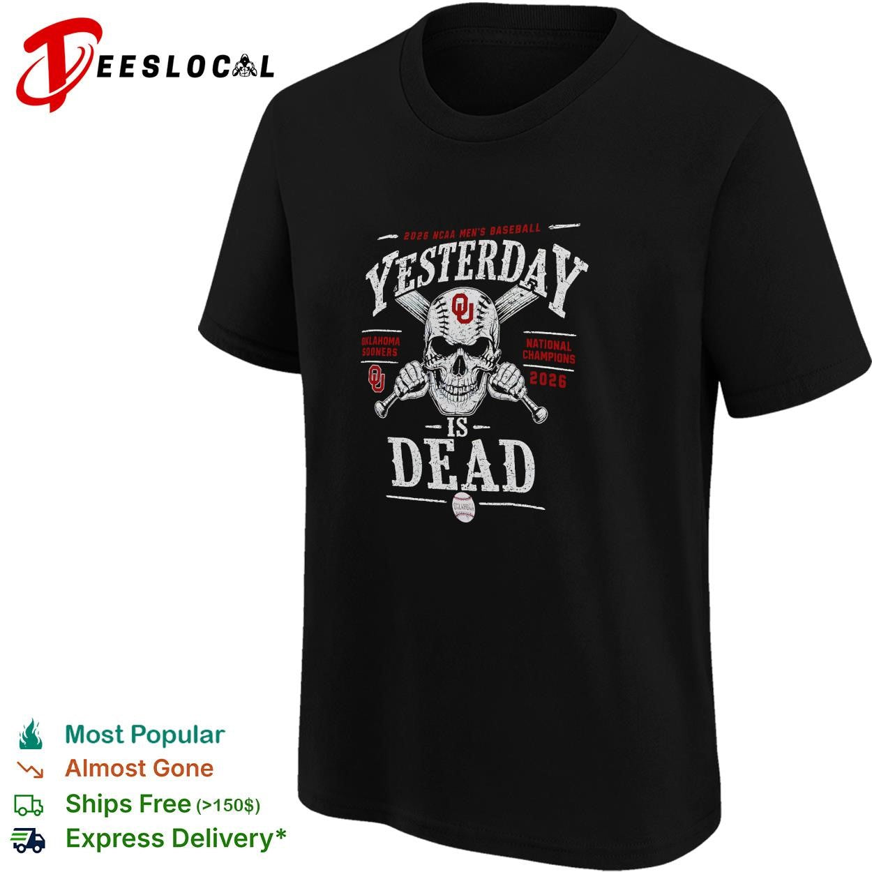 Oklahoma Sooners 2026 NCAA Men’s Baseball national champions skull and bats shirt