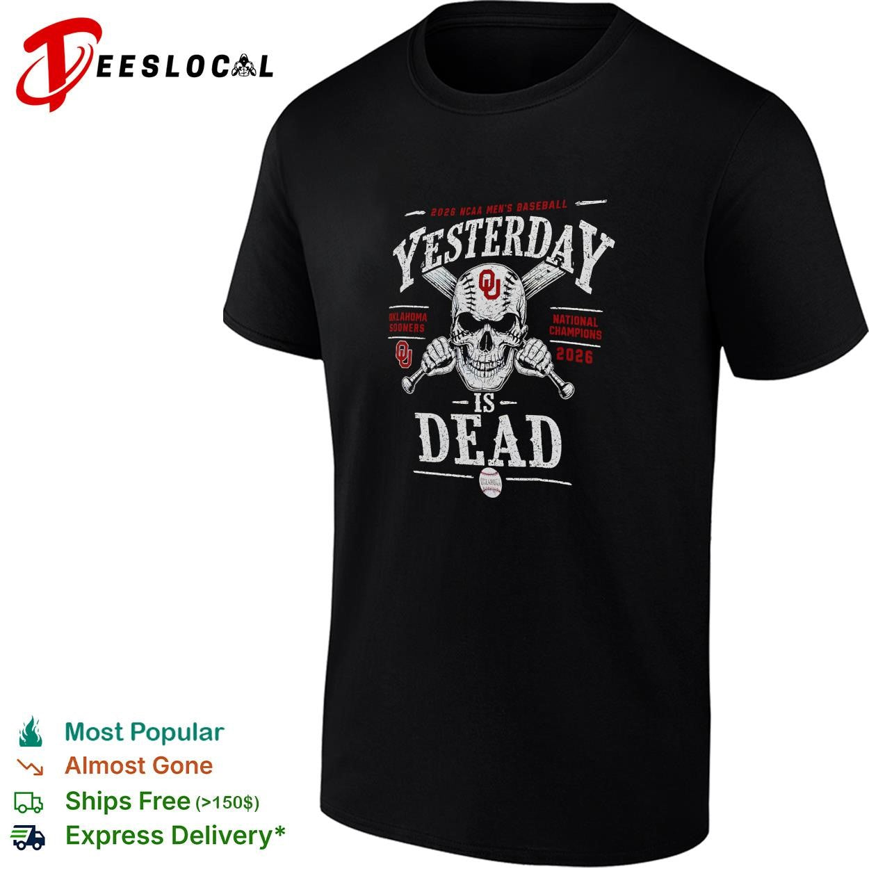 Oklahoma Sooners 2026 NCAA Men’s Baseball national champions skull and bats shirt