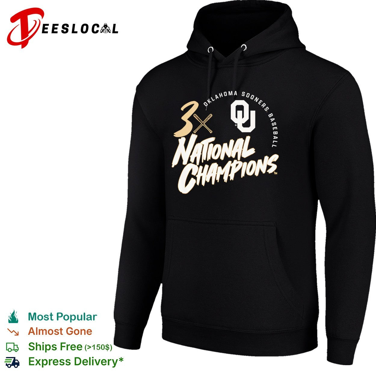 Oklahoma Sooners 3x national champions baseball shirt